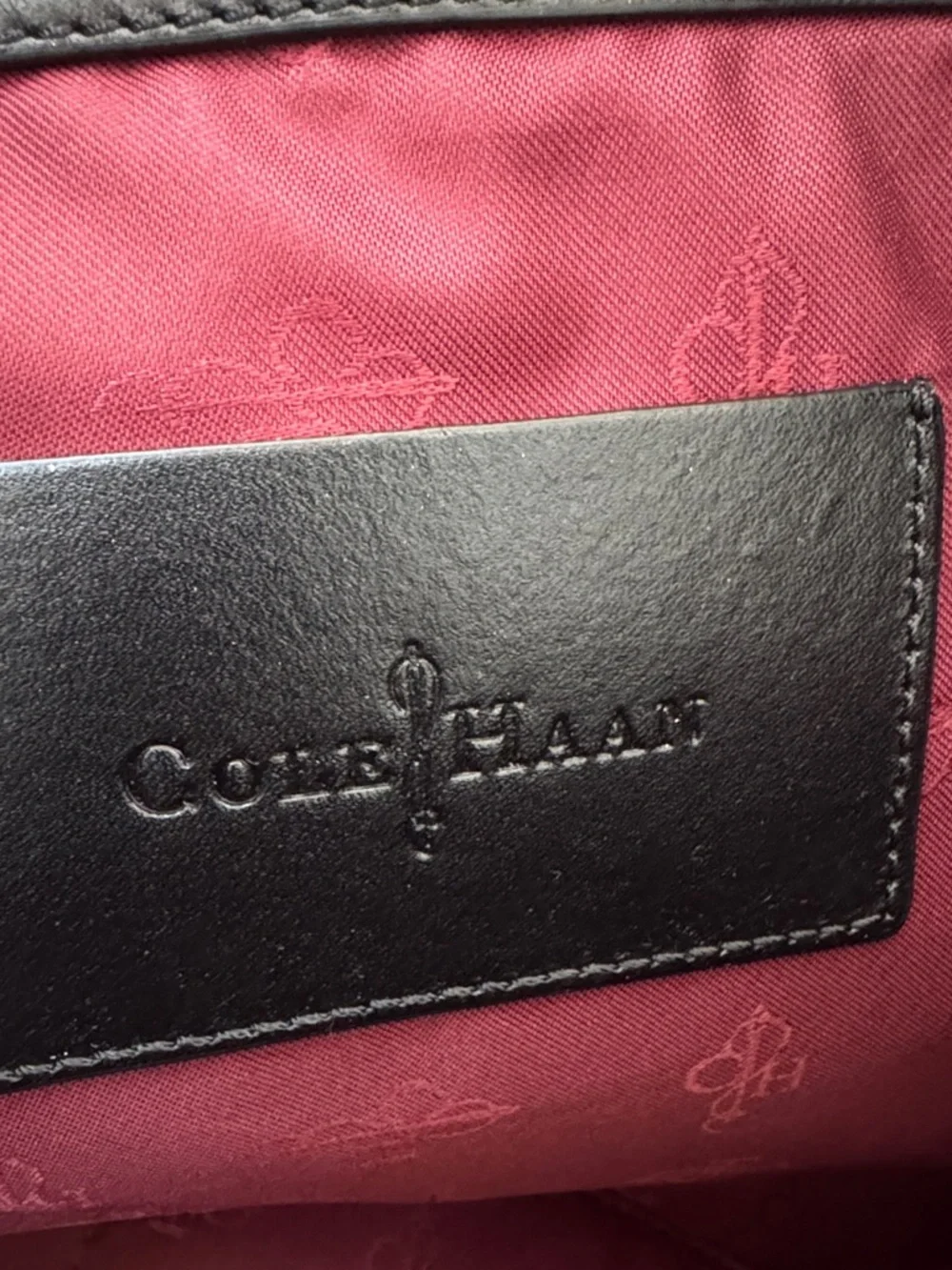 Cole Haan Gray Leopard Print Tote with Black Leather Handles
